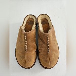 UGG slip on clogs wool lined brown suede women's size 9